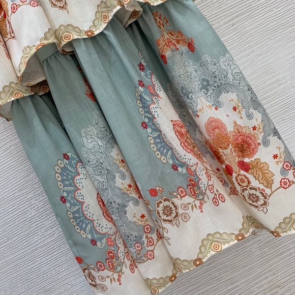 Zimmermann Sage and Coral Floral Tiered Maxi Dress - Picture 8 of 9